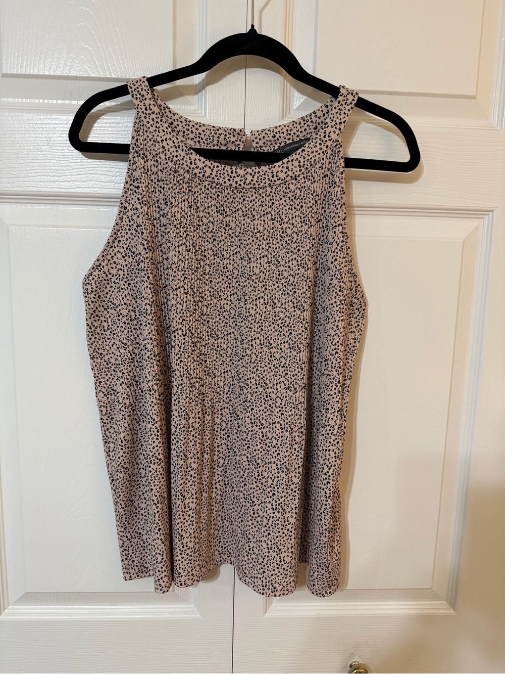Adrianna Papell Tan Blush and Black Speckle Animal Print  Halter Blouse